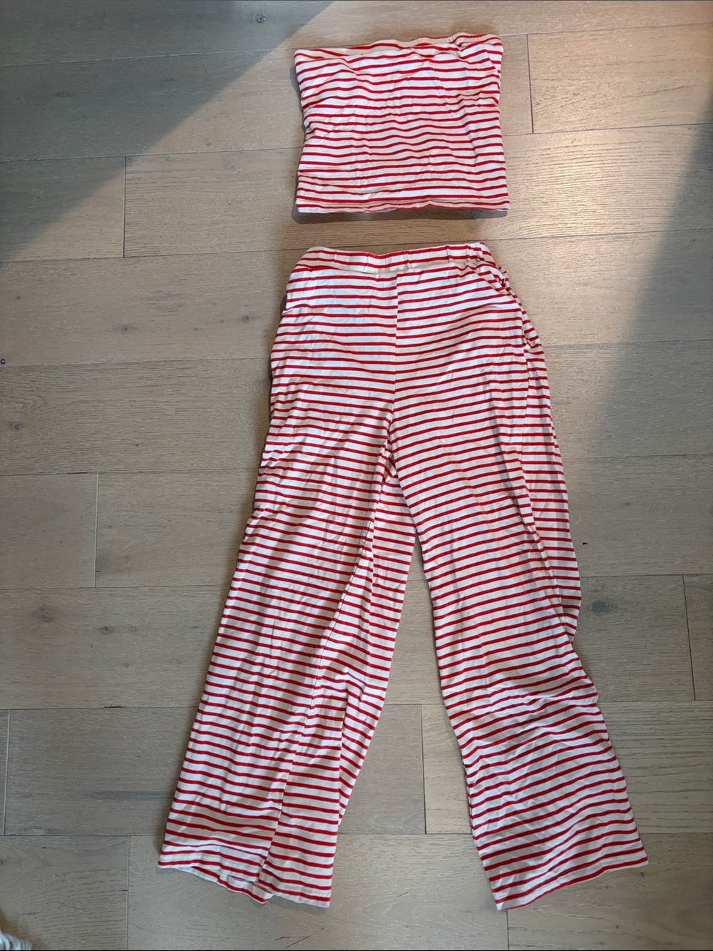 organge and White Striped Women's Two-Piece sweat Set